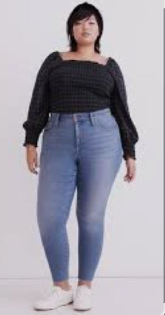 Madewell Curvy High Rise Skinny Jeans Size 20W Raw Edge Hem Blue Denim